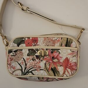 Floral Cream and Pink Shoulder/Cross Body Women's Bag- Faux Leather